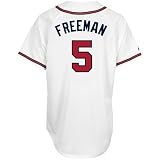MLB Men's Atlanta Braves Freddie Freeman White Home Short Sleeve 6 Button Synthetic Replica Baseball Jersey Big & Tall  (White, XXXX-Large)