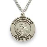 41w8XT8gFmL. SL160  Personalized Sterling Silver 5/8 Round St. Anthony, Patron of Lost Articles Medal on 18 Chain
