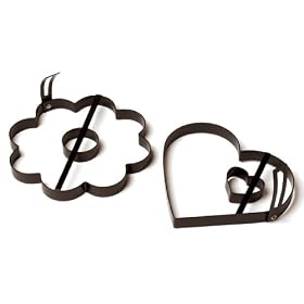 Amco Pancake Molds with Cut Out, Heart and Daisy, Set of 2 by Amco
