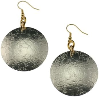 Aluminum Embossed Bubble Disc Drop Earrings by John S Brana Handmade Jewelry - High-Quality Durable Aluminum - Super Lightweight Earrings - Hypoallergenic - Lifetime Guarantee