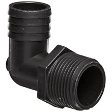 Thogus Polypropylene Tube Fitting, 90 Degree Elbow, Black, NPT Male x Barbed