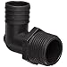 Thogus Polypropylene Tube Fitting, 90 Degree Elbow, Black, NPT Male x Barbed