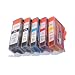Start-Europe - 1 Satz = 5 kompatible CHIP Patronen zu PGI CLI 520 521 - Black (gro� + klein), Cyan, Magenta, Yellow - Druckerpatronen fuer Canon Pixma IP 3600 4600 4600x 4700 MP 540 550 560 620 630 640 980 990 MX 860 870 876 - Sofortiges Einsetzen der Tintenpatrone ohne Adapter - kein Chipumbau notwendig wie bei den Orginalpatronen - 100% F�llstandsanzeige - Top Tinte - Qualit�ts Ersatzpatrone
