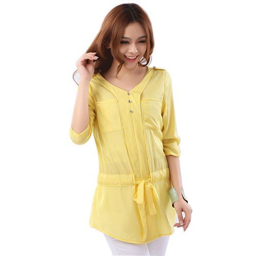 (アイモハ)aimoha 薄手７分袖チュニック イエロー