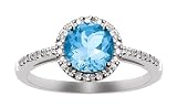 10k White Gold, December Birthstone, Coated Blue Topaz and Diamond Ring