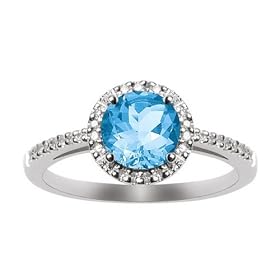 10k White Gold, December Birthstone, Coated Blue Topaz and Diamond Ring by Amazon.com Collection