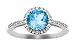 10k White Gold, December Birthstone, Coated Blue Topaz and Diamond Ring