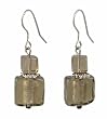 Earrings - E440 - Murano Style Glass - Square Style ~ Gray / Grey