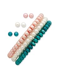 SS 6-7mm White/Teal/Rose Freshwater Cult. Pearl Bracelet/Earring Set