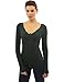PattyBoutik Women's V Neck Crochet Lace Inset Long Sleeve Blouse