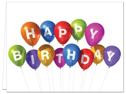 24 Birthday Cards for $7.49 - Balloon Celebration - Blank Cards - Yellow Envelopes Included