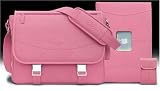17 MacCase Premium Leather MacBook Shoulder Bag/ Sleeve /iPod Set - Pink