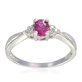 Sterling Silver Oval-Shaped Created Ruby Ring, Size 7