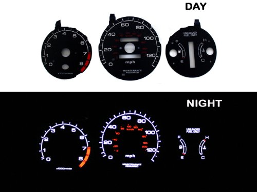 96-00 Honda Civic AT w/ Tach Black/white Light Glow Gauge
