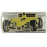 White Race Car Yellow Vehicle Italian Charm