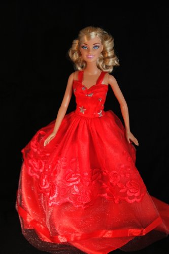 Red Barbie Sized Doll Party Dress