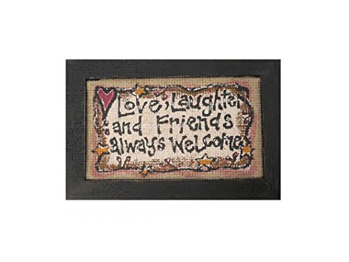 Craft Outlet Love, Laughter, Friends Wooden Burlap Plaque, 8 by 0.5 by 12-Inch