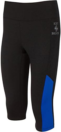 Best Women Tights for Running and Yoga by SoftBreath (Small, Black/Blue)
