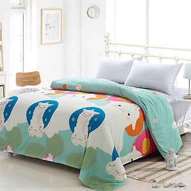 Cream Color Duvet Cover Fashion Soft & Comfortable Cute Alpaca Printed Full/Queen/King Size , Cream , Queen