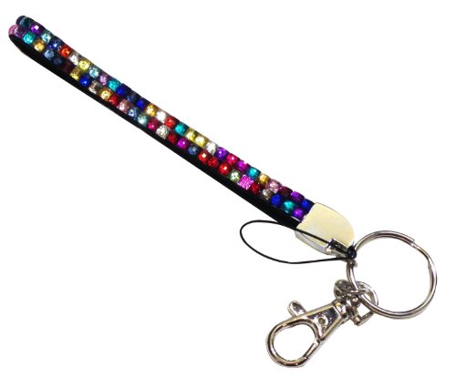 Womdee(TM) Fashion Rhinestone Crystal Bling Wrist Strap Key Chain-Multicolor With Womdee Accessory