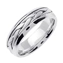 14K White Gold Braided Mens Wedding Band Ring 7mm