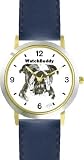 Bulldog (MS) Dog - WATCHBUDDY CLASSIC DELUXE TWO-TONE THEME WATCH - Arabic Numbers-Blue Leather Strap-Children's Size-Small ( Boy's Size & Girl's Size )