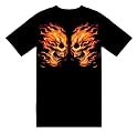 Flaming Skulls Face-Off Skeleton T-Shirt; Great Gift Ideas for Adults, Men, Boys, Youth, & Teens, Collectible Novelty Shirts