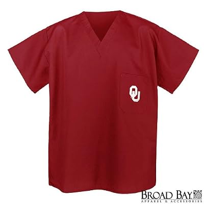 University of Oklahoma Scrubs Top Shirt- OU Logo For HIM or HER -Officially Licensed NCAA College Logo Apparel For HIM or HER SEARCH BROAD BAY SCRUB FOR OTHER College Logo Apparel Unique GIFT Ideas for Man Men Woman Women Ladies Nurses
