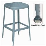 Lyon Workspace Products 1702(PP) 18' All-Welded Stool with Steel Seat (Black Rubber Feet with Steel