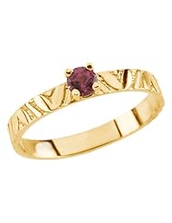 Childrens 14k Yellow Gold June Birthstone Rhodolite Garnet Ring, Size 3