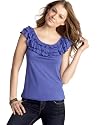 Soprano Cap-Sleeve Ruffled Knit Top