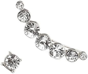 Silver-tone Crystal Bezel Ear Crawler and Stud Set