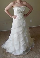 Organza   Ruched  Dress With Rhinestones and Ruffles