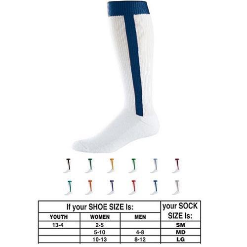 Baseball/Softball Stirrup and Sock Two-in-One (4 Sizes, T-Ball Youth XS, Youth/Little League, Juniors/Babe Ruth, Adult. 12 Colors)