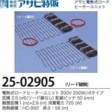 【アサヒ特販】電熱式ロードヒーターユニット　200V 250W/リード線なし 面積：2.9(m㎡) 配線ピッチ：50mm 融雪面積：1(m)×2.9(m) 消費電力：725(W)線種：HC-950 長