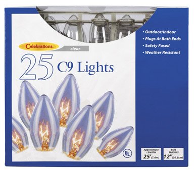 CELEBRATIONS LIGHTING C42GC1A1 C9 25 OUTDOOR LIGHT SET – CLEAR BULB