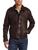 Levi's Mens Leather Two Pocket Trucker Jacket, Dark Brown, XX-Large