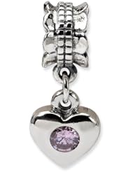 Sterling Silver Reflections Pink Cz Heart Dangle Bead