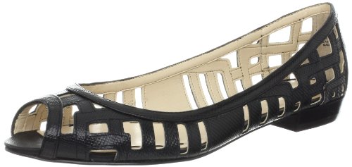 Nine West Women's Jyana Flat,Black Leather,8 M US