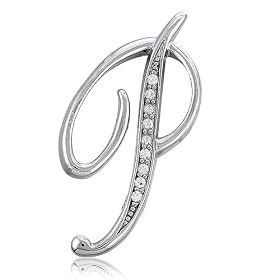 Silver Toned Initial Letter Brooch Pin - P - Ideal Gift For Anniversary, Engagement, Wedding, Birthday, Romantic For Her