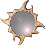 Sculpted Wood Mirror - 'Fiery Sun' - Natural Tone