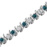 Womens 5 Ct. White & Blue Diamond S Link Style Tennis Bracelet 7 Inches Long Round Cut 41w9XKDv%2B4L. SL160 Womens 5 Ct. White & Blue Diamond S Link Style Tennis Bracelet 7 Inches Long Round Cut