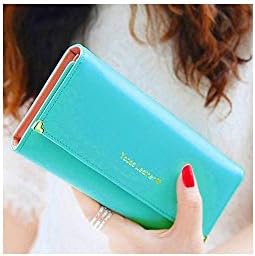 Women Suitable Faux Leather Clutch Purse Card Coin Wallet Sightly Handbag Bag Color: Green