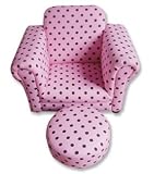 Trend Lab Club Chair and Ottoman, Pink/Chocolate Brown