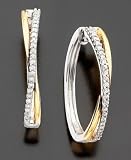 14k Gold & Sterling Silver Diamond Crossover Hoop Earring (1/4 ct. t.w.)