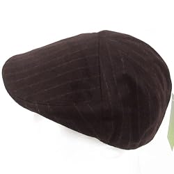 SOFT WOOL PINSTRIPE IVY EAR FLAPS DRIVER GOLF CAP HAT * BROWN - Large / Extra Large