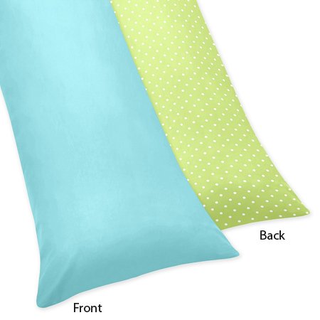 Turquoise and Lime Hooty Owl Full Length Double Zippered Body Pillow Case Cover by Sweet Jojo Designs