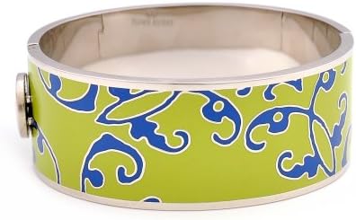 Stowe Street Edith Stencil Hinged Cuff Enamel Bracelet (Lime/Blue/Palladium Plated)