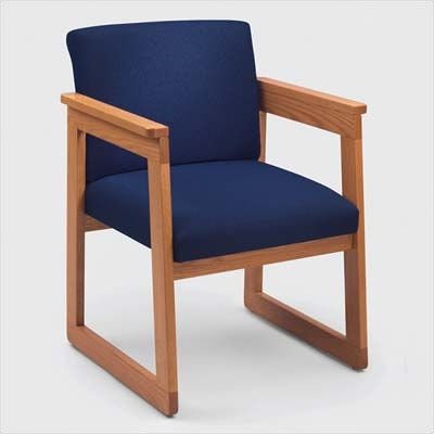 Classic Series Tapered Arm Chair with Sled Base Finish: Natural, Material: Transport Navy Fabric