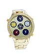 Geneva Elite #2807G Men's Jumbo 5 Time Zone Iced Out Watch